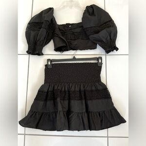 DO+BE Black Bubble Mini Skirt Set for Cocktail